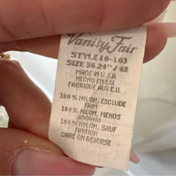 Vintage Vanity Fair Nylon Lace Slip Dress in White Made in USA Paper Tag, L - Picture 4 of 9